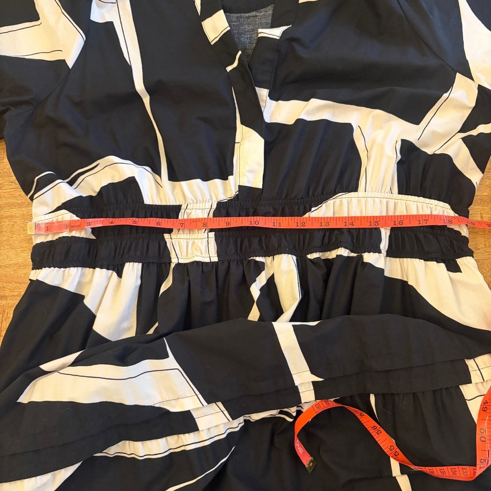 Anthropologie Maeve Somerset Maxi Dress 1X Abstract Geometric Tiered Smocked - Picture 12 of 13